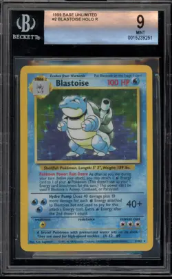 Pokemon Blastoise Base Set Unlimited Holo Rare #2 BGS 9 Mint - Image 1