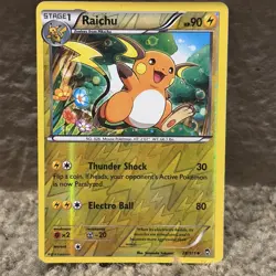 2014 Pokemon TCG XY Furious Fist Raichu Reverse Holo Card #28/111 - Image 1