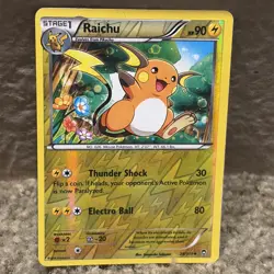 2014 Pokemon TCG XY Furious Fist Raichu Reverse Holo Card #28/111 - Image 2