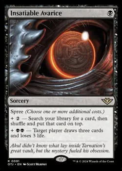 MTG 1x Insatiable Avarice, NM, Outlaws of Thunder Junction Spree Tutor Draw Card - Image 1