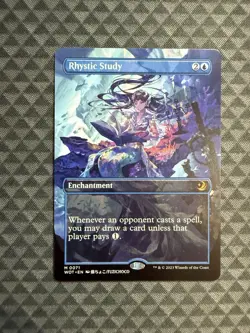 MTG Rhystic Study #0071 Anime Borderless Mythic Wilds of Eldraine: ET (WOT) - Image 1