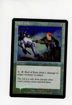 Rod of Ruin 7th Edition FOIL LP light clouding Magic MTG print error line break - Image 1