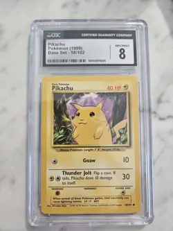 1999 Pokemon Pikachu Base Set 058/102 CGC 8 - Image 1