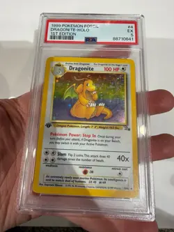 PSA 5 Pokemon Dragonite 1st Edition Ed Fossil Holo 1999 4 - Image 1