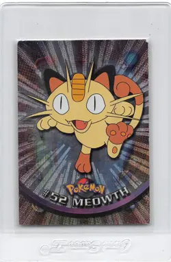 Meowth #52 - BLACK LOGO - TEXTURED HOLO - Series 1 - TOPPS Pokemon Card - LP/MP - Image 1