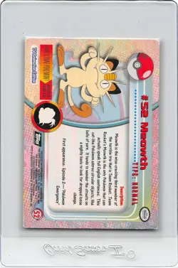 Meowth #52 - BLACK LOGO - TEXTURED HOLO - Series 1 - TOPPS Pokemon Card - LP/MP - Image 2