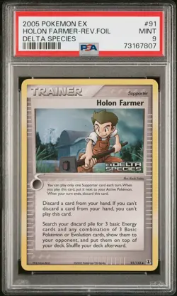 Pokemon Holon Farmer Reverse Foil 2005 STAMP Ex Delta Species #91 PSA 9 - Image 1
