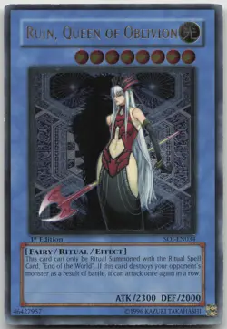 Ruin, Queen of Oblivion SOI-EN034 Ultimate Rare 1st Edition LP Yugioh - Image 2
