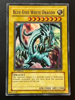 Blue-Eyes White Dragon SKE-001 Super Rare 1st Edition Heavy Play Yugioh - Image 1