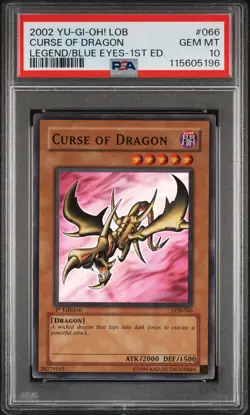 Yu-Gi-Oh Curse Of Dragon 1st First Edition Ed LOB-066 PSA 10 Gem Mint - Image 1