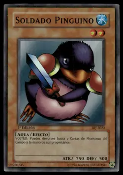 YuGiOh Soldad Pinguino Penguin Soldier BIJ-S022 Spanish 1st Ed Super Rare NM - Image 1