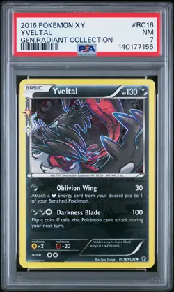 2016 POKEMON XY GENERATIONS RADIANT COLLECTION #RC16 YVELTAL PSA 7 - Image 1