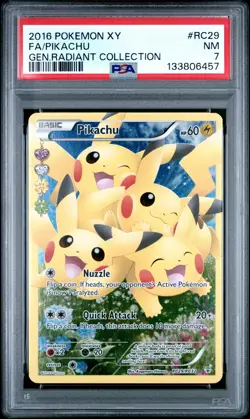 2016 POKEMON XY GENERATIONS RADIANT COLLECTION #RC29 FULL ART/PIKACHU PSA 7 - Image 1