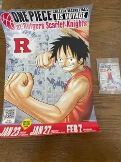 Monkey.D.Luffy College Basketball Rutgers One Piece Card & Promotional Poster - Image 3