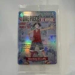 Bandai Namco One Piece CCG Monkey.D.Luffy US Voyage Promo Holo Card ST01-001 - Image 1