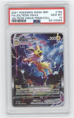 2021 POKEMON SWORD & SHIELD JOLTEON VMAX FULL ART #184 PSA 10 Q1887 - Image 1