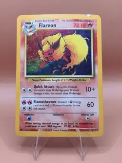 Pokemon TCG Flareon Jungle 3/64 Holo Unlimited Holo Rare No Symbol Error - Image 1