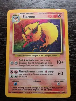 Pokemon TCG Flareon Jungle 3/64 Holo Unlimited Holo Rare No Symbol Error - Image 2