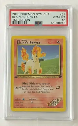 2000 Pokemon Gym Challenge 1st Edition Blaine's Ponyta 64/132 PSA 10 GEM MINT - Image 1