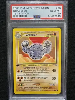 2001 Pokemon Neo Revelation 1st Edition Graveler 30/64 PSA 10 Gem Mint - Image 1