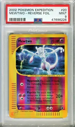 PSA 9 MINT Pokemon MEWTWO Reverse Holo Rare 2002 Expedition #20/165 WOTC - Image 1