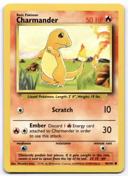 Charmander 046/102 Base Set Pokemon Card Vintage WOTC | LP - Image 1