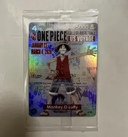 One Piece P-055 Monkey D Luffy College Basketball US Voyage Card SEALED Gonzaga - Image 1