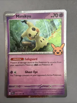 Pokemon TCG * SV Paldean Fates * 37/91 Mimikyu COSMOS STAMP TRICK Holo Rare - Image 1