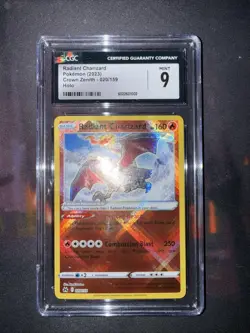 Radiant Charizard Pokemon Crown Zenith 020/159 Holo CGC Mint 9 - Image 1