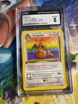 DRAGONITE POKEMON 1999 FOSSIL 1ST EDITION 19/62 CGC 8 NR/MINT - Image 1
