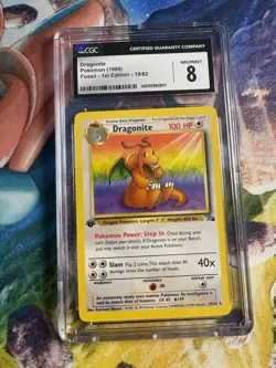 DRAGONITE POKEMON 1999 FOSSIL 1ST EDITION 19/62 CGC 8 NR/MINT - Image 3