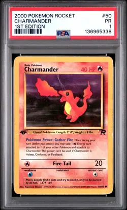 PSA 1 1ST EDITION 2000 Pokemon Team Rocket Charmander 50/82 Non Holo Rare WOTC - Image 1