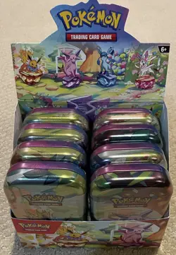 Pokemon Prismatic Evolutions Mini Tin Display Box - Full Set - 8 Sealed Tins - Image 1