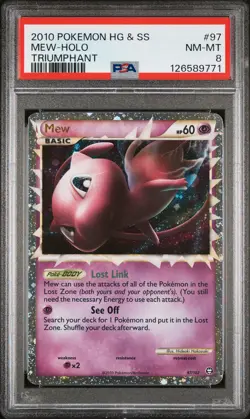 2010 POKEMON HEARTGOLD & SOULSILVER TRIUMPHANT #97 MEW-HOLO PSA 8 - Image 1
