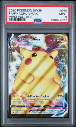 2020 POKEMON SWORD & SHIELD VIVID VOLTAGE #044 FULL ART/PIKACHU VMAX PSA 9 - Image 1