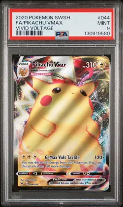 2020 POKEMON SWORD & SHIELD VIVID VOLTAGE #044 FULL ART/PIKACHU VMAX PSA 9 - Image 1