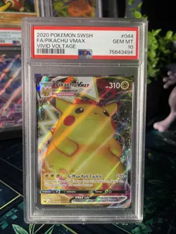 2020 POKEMON SWORD & SHIELD VIVID VOLTAGE 044 FULL ART/PIKACHU VMAX PSA 9 - Image 1