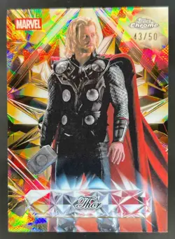 2025 Topps Chrome Marvel Studios Sapphire Thor Selections Gold Refractor #/50 - Image 1