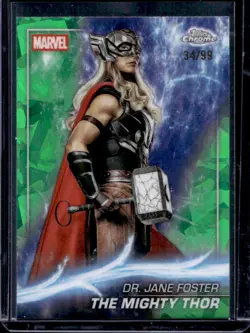 2025 Topps Chrome Marvel Studios Sapphire The Mighty Thor Green Refractor #/99 - Image 1
