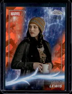 2025 Topps Chrome Marvel Studios Sapphire Darcy Lewis Orange Refractor #/25 Thor - Image 1