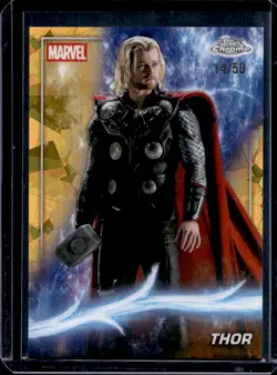 2025 Topps Chrome Marvel Studios Sapphire Thor Gold Refractor #/50 - Image 1