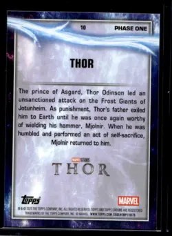 2025 Topps Chrome Marvel Studios Sapphire Thor Gold Refractor #/50 - Image 2