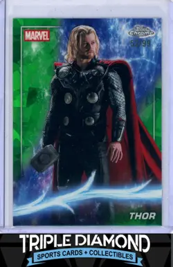 2025 Topps Chrome Marvel Studios Sapphire #10 Thor Green Refractor #52/99 G954 - Image 1