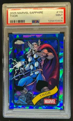 2025 Topps Chrome Marvel Sapphire Thor #119 PSA 9 - Image 1