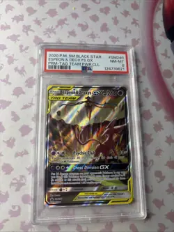 2020 Pokemon Espeon and Deoxys GX Tag Team SM240 Black Star Promo PSA 8 - Image 2
