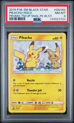 2019 POKEMON SM BLACK STAR PROMO TEAM UP SINGLE PACK BLISTERS PIKACHU-HOLO PSA 8 - Image 1
