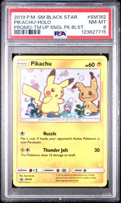 2019 POKEMON SM BLACK STAR PROMO TEAM UP SINGLE PACK BLISTERS PIKACHU-HOLO PSA 8 - Image 1
