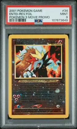 2001 POKEMON GAME MOVIE POKEMON 3 MOVIE PROMO #34 ENTEI-REVERSE FOIL PSA 9 - Image 1