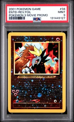 2001 POKEMON GAME MOVIE POKEMON 3 MOVIE PROMO #34 ENTEI-REVERSE FOIL PSA 9 - Image 1