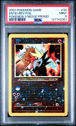 2001 POKEMON GAME MOVIE POKEMON 3 MOVIE PROMO #34 ENTEI-REVERSE FOIL PSA 9 - Image 1